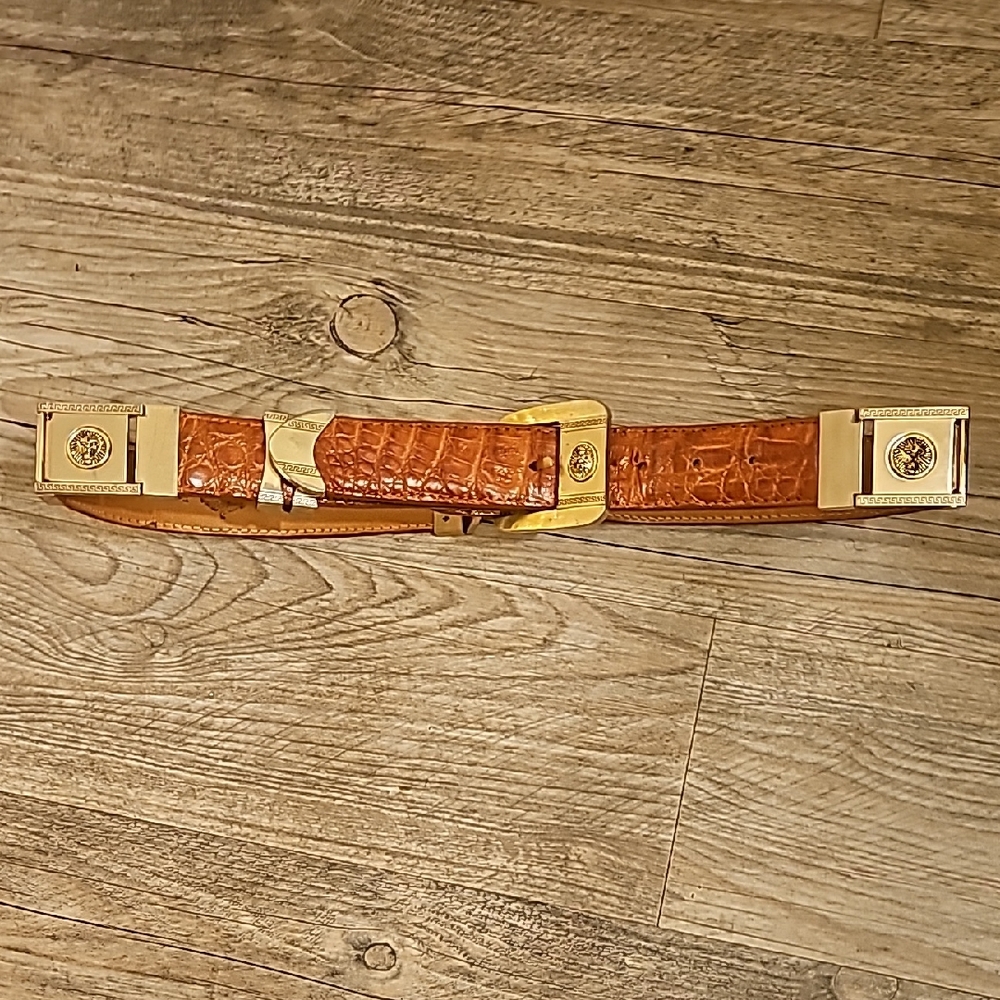 El General Geniune Caiman Crocodile Embossed Leather Belt